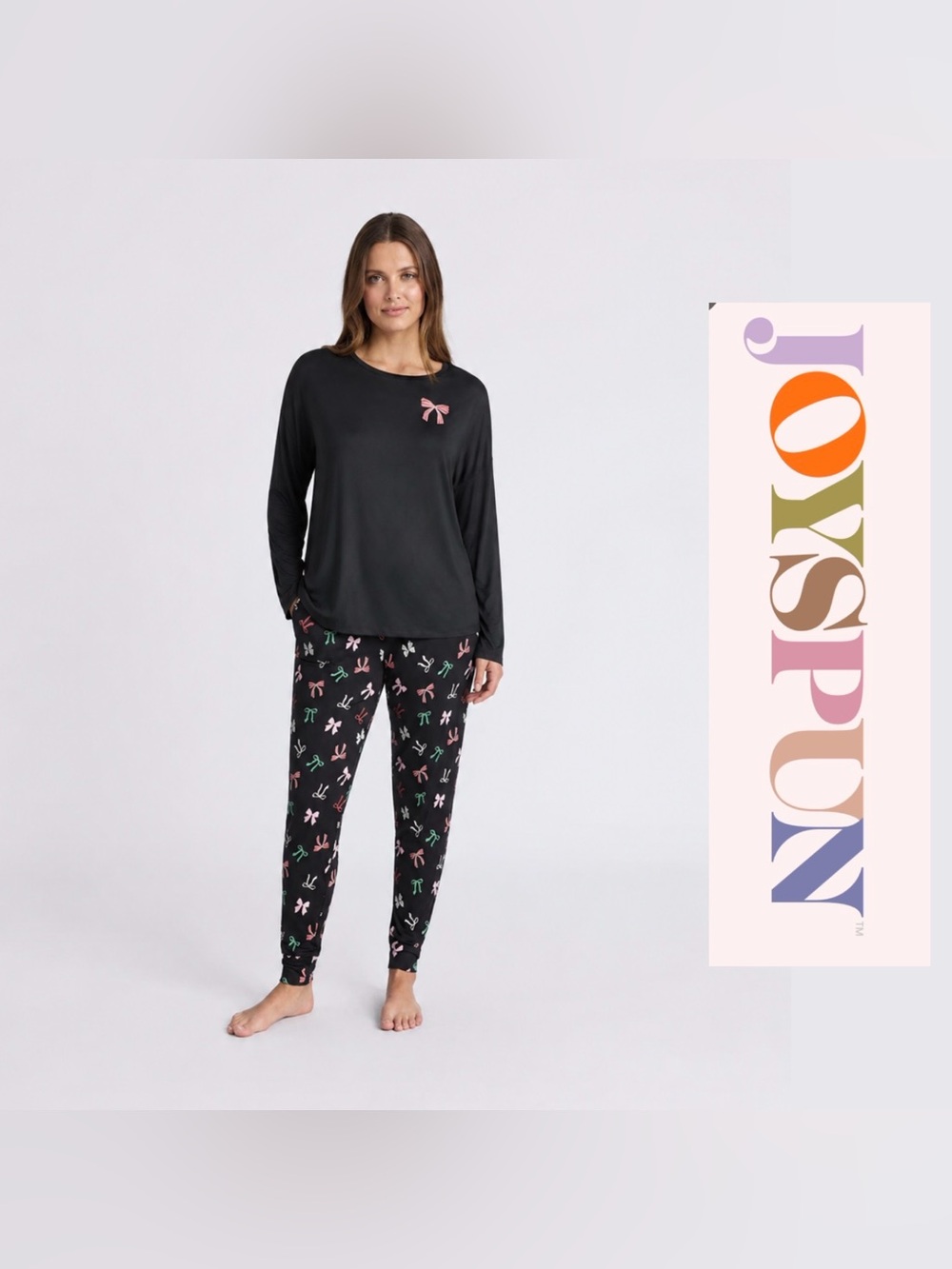 NWT | Joyspun | Ladies’ Pajamas - Loungewear | Black with Bows | Medium